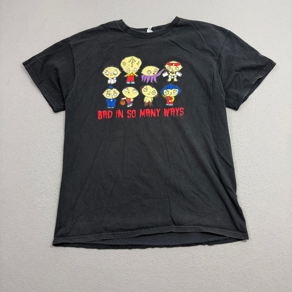 Vintage Family Guy Shirt XL Black Stewie Bad In So Many Ways Graphic y2k Promo